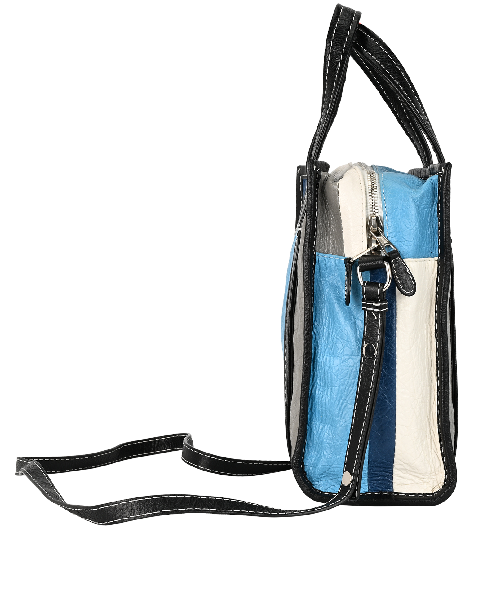 XXS Bazar Shopper, &pound;295, Handbags, Blue/Grey, Leather, Side view